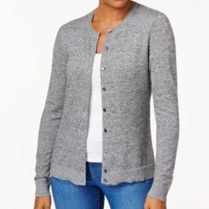 NWT Karen Scott Winter White Marled Cardigan